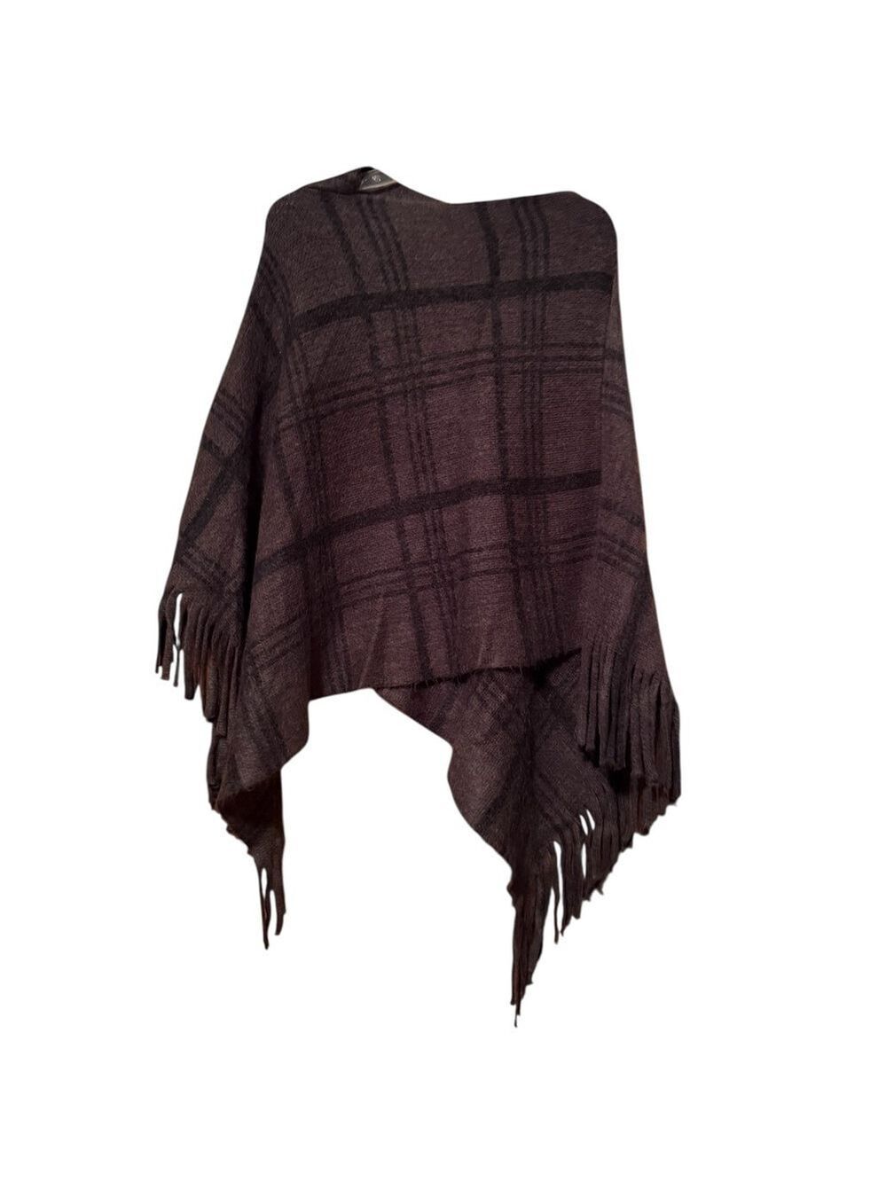 Plaid Fringe Poncho